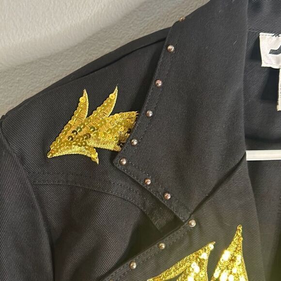 Jen Jen by Darian Vtg black and gold jacket retro unique blazer style Jean hacke - Picture 10 of 10